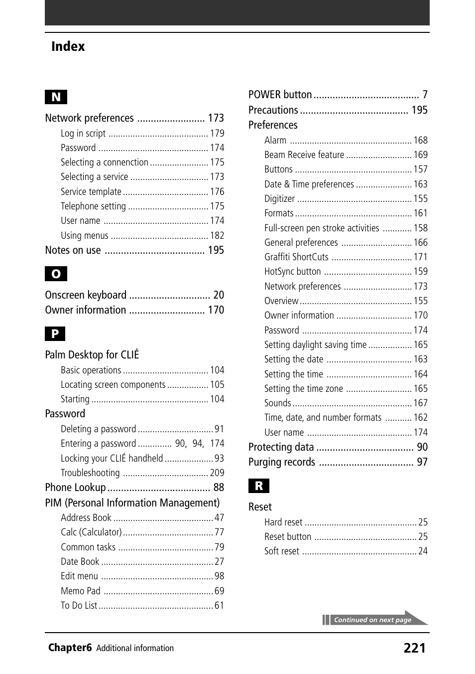 Index | Sony PEG-T415 User Manual | Page 221 / 223