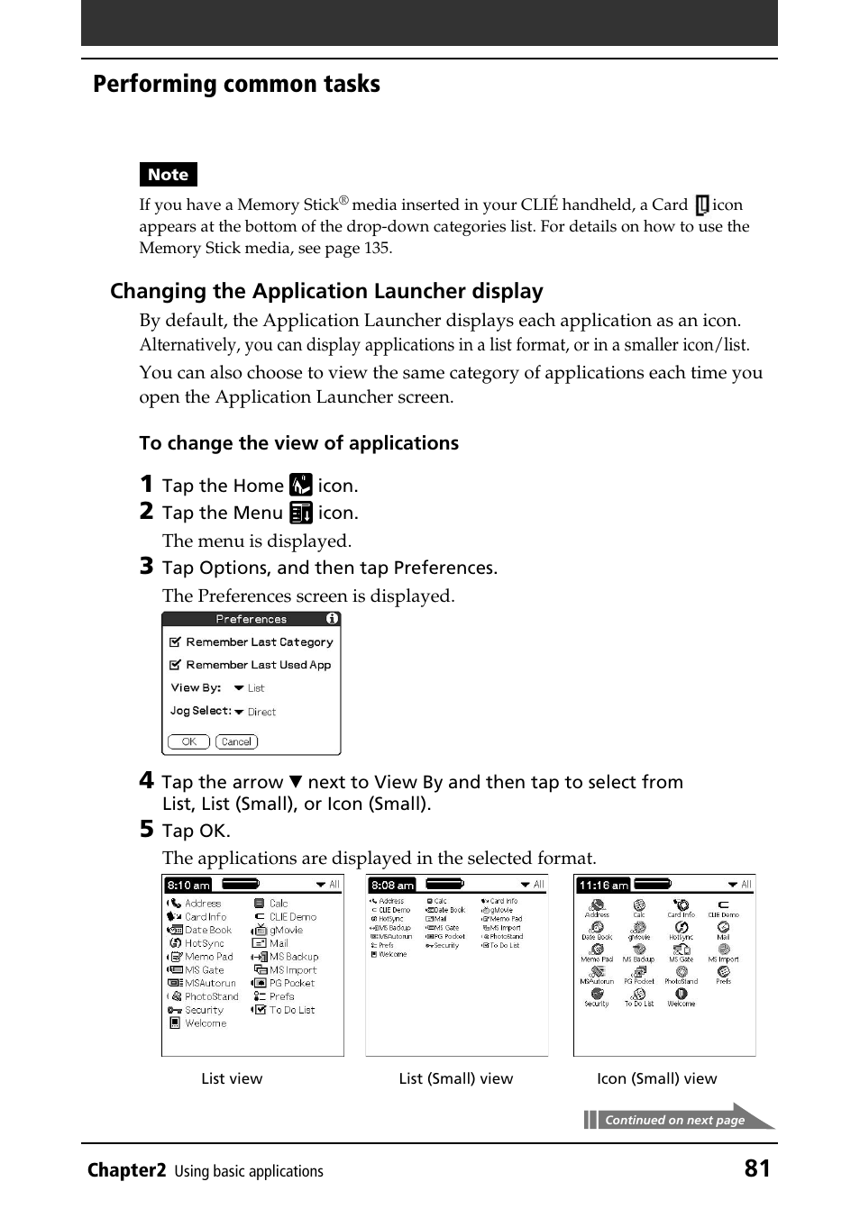 Performing common tasks | Sony PEG-T415 User Manual | Page 81 / 223