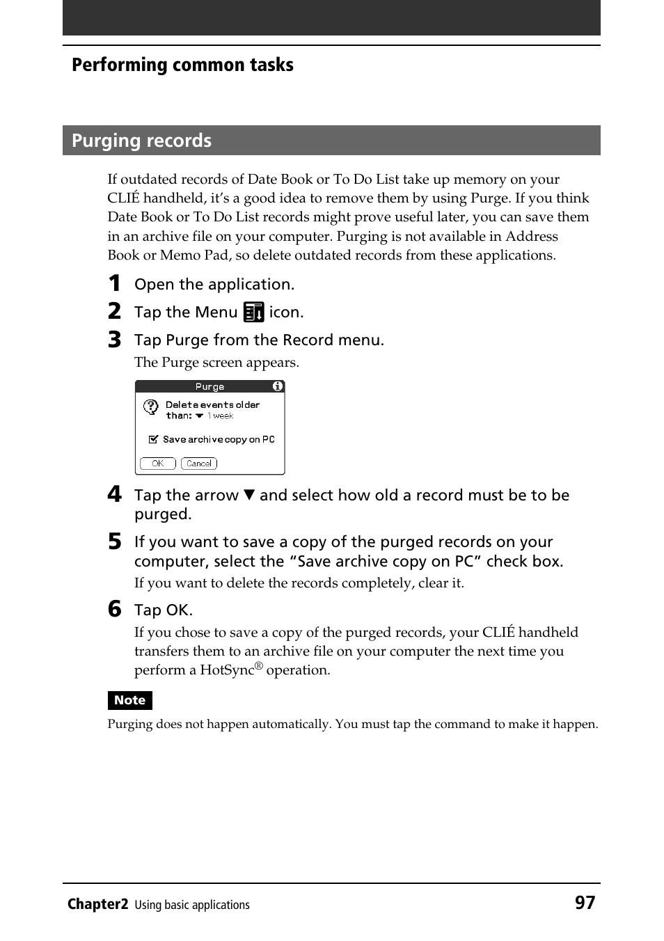 Purging records | Sony PEG-T415 User Manual | Page 97 / 223