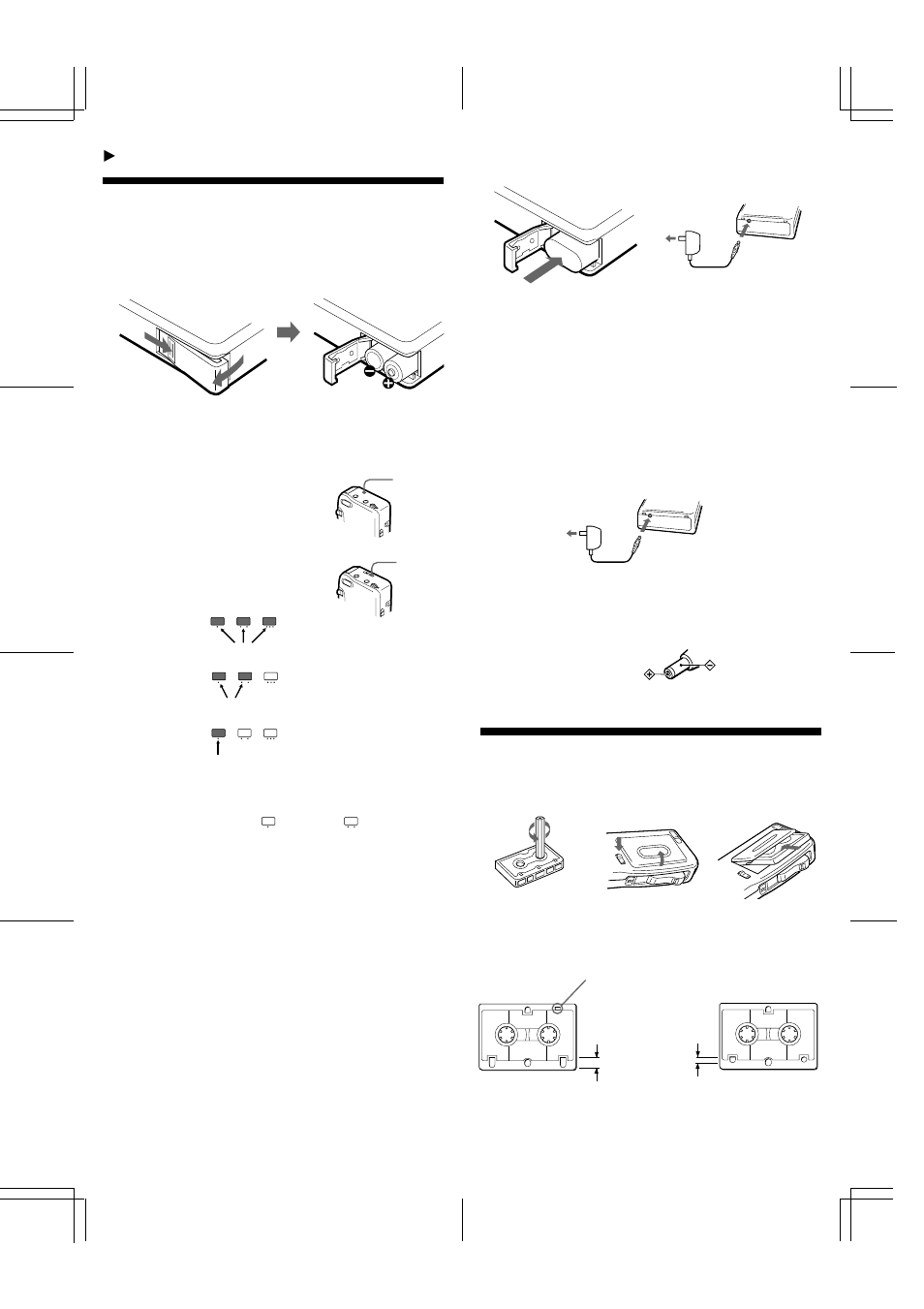 Preparing a power source, Inserting a cassette, Zgetting started | Sony BM-575 User Manual | Page 2 / 6