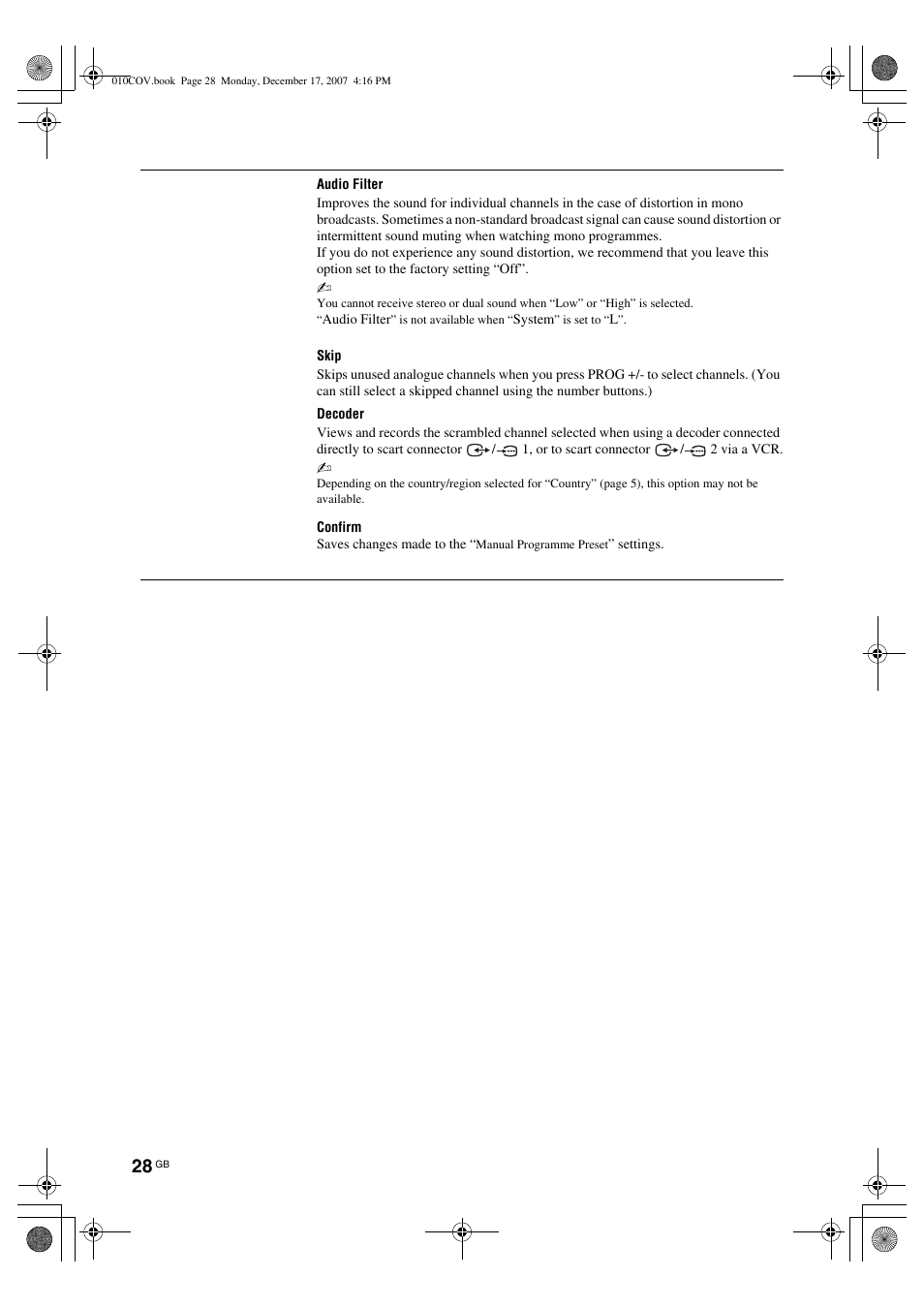 Sony Bravia KDL-26B40xx User Manual | Page 28 / 33