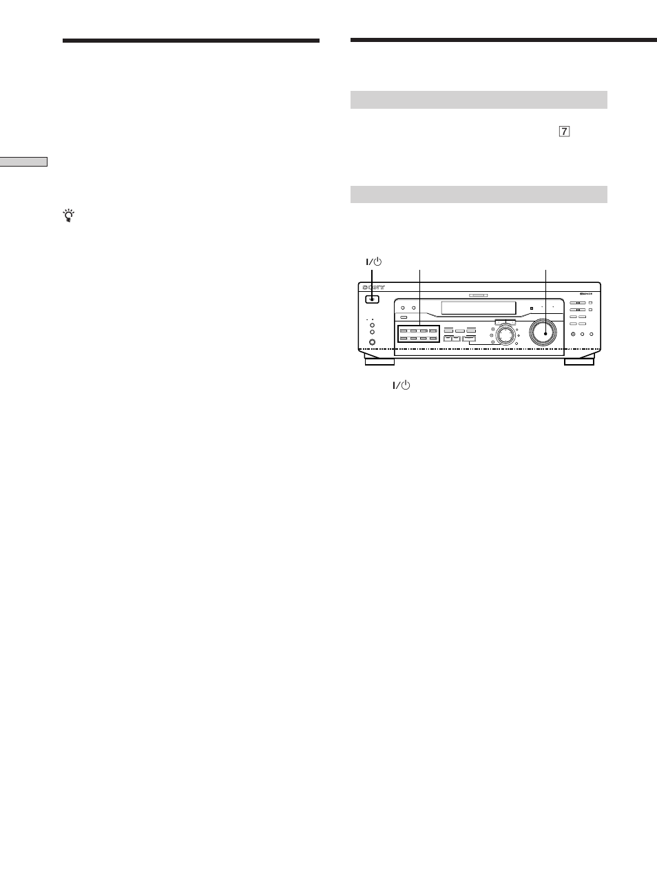 Before you use your receiver, Before turning on the receiver, Checking the connections | Multi channel surround setup, Hooking up and setting up the speaker system, Press ? /1 to turn on the receiver, Turn on the component and start playing it, When setting the volume levels for each speaker, Function buttons, Master volume 1/u | Sony STR-SE501 User Manual | Page 20 / 170