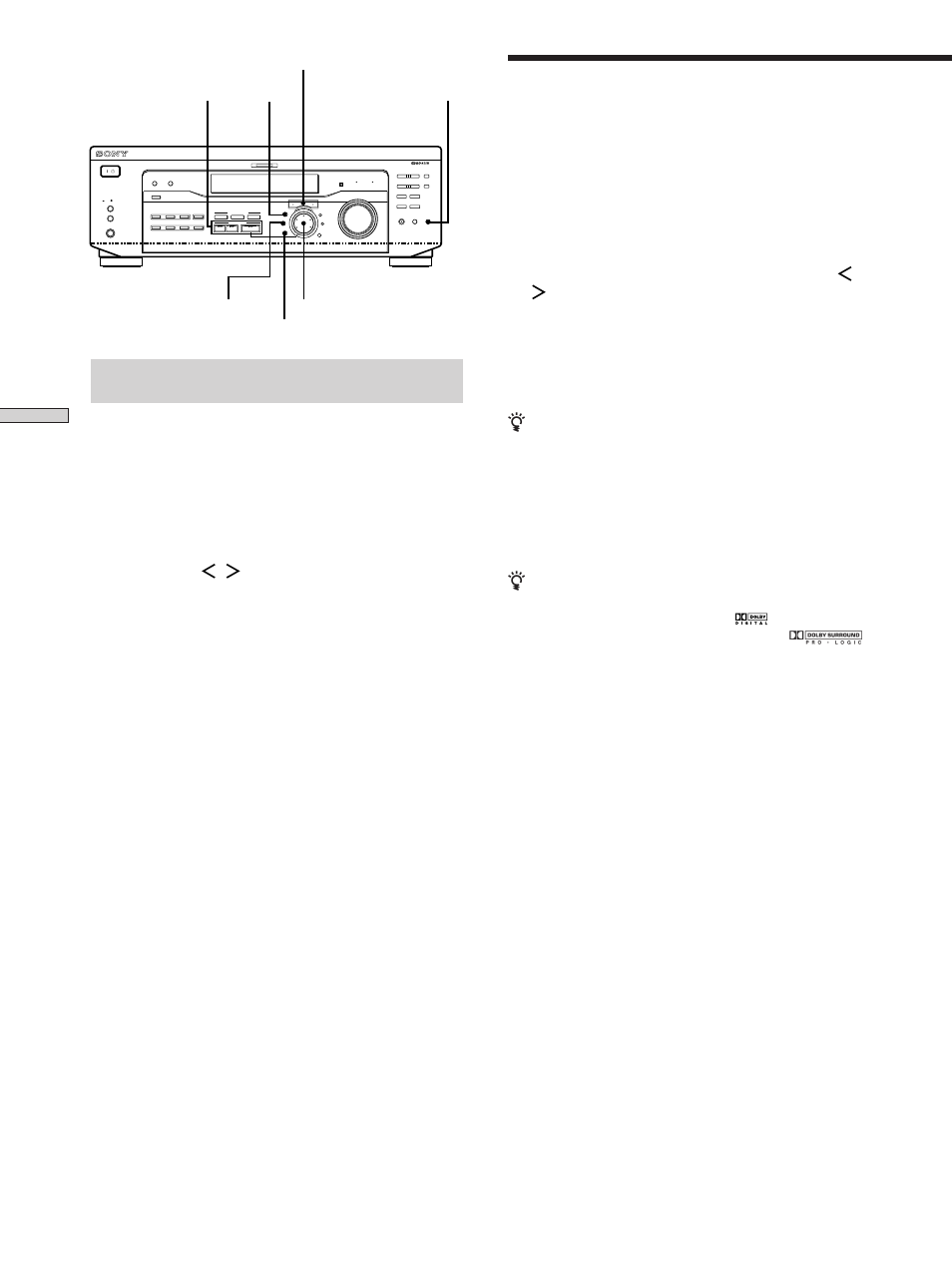Selecting a sound field, Enjoying sur round sound, Cursor buttons jog dial sound field buttons | Sur bass/treble level tone | Sony STR-SE501 User Manual | Page 28 / 170
