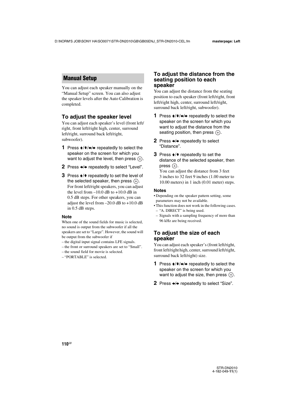 Manual setup | Sony STR-DN2010 User Manual | Page 110 / 152