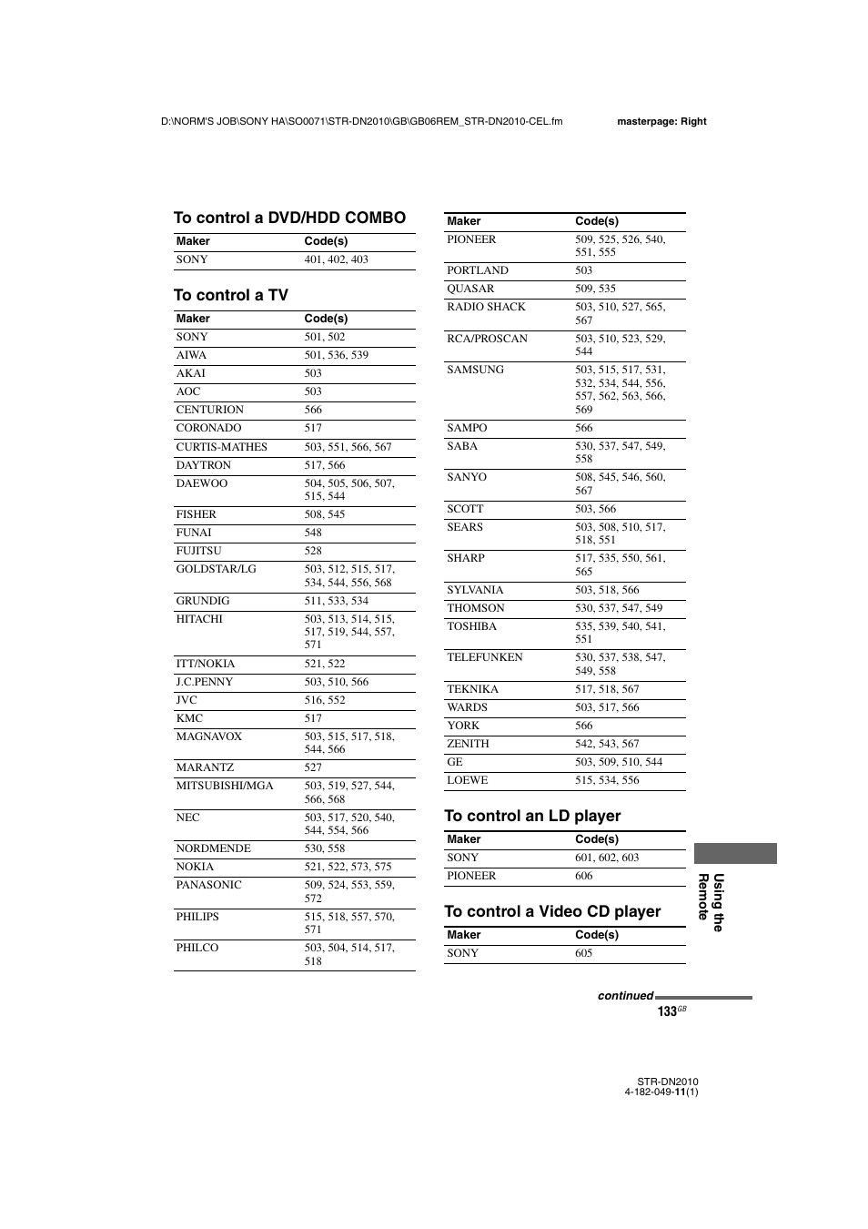 Sony STR-DN2010 User Manual | Page 133 / 152