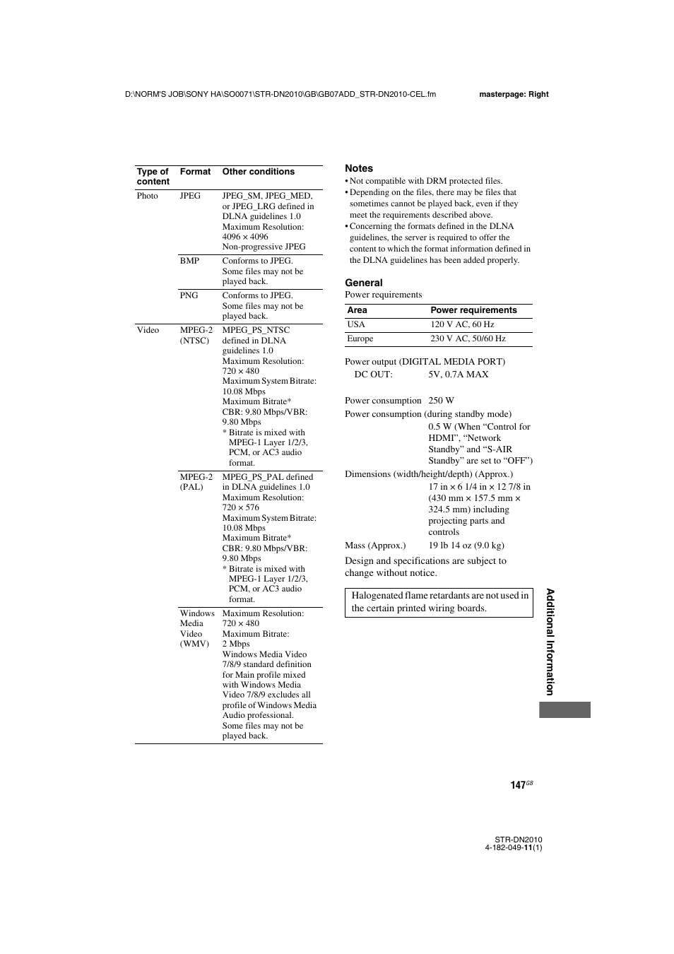 Sony STR-DN2010 User Manual | Page 147 / 152
