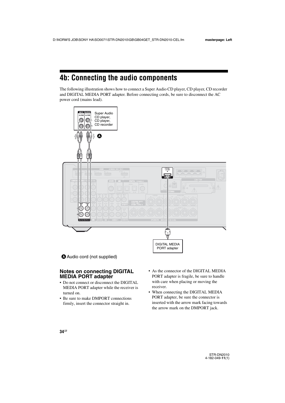 4b: connecting the audio components | Sony STR-DN2010 User Manual | Page 34 / 152