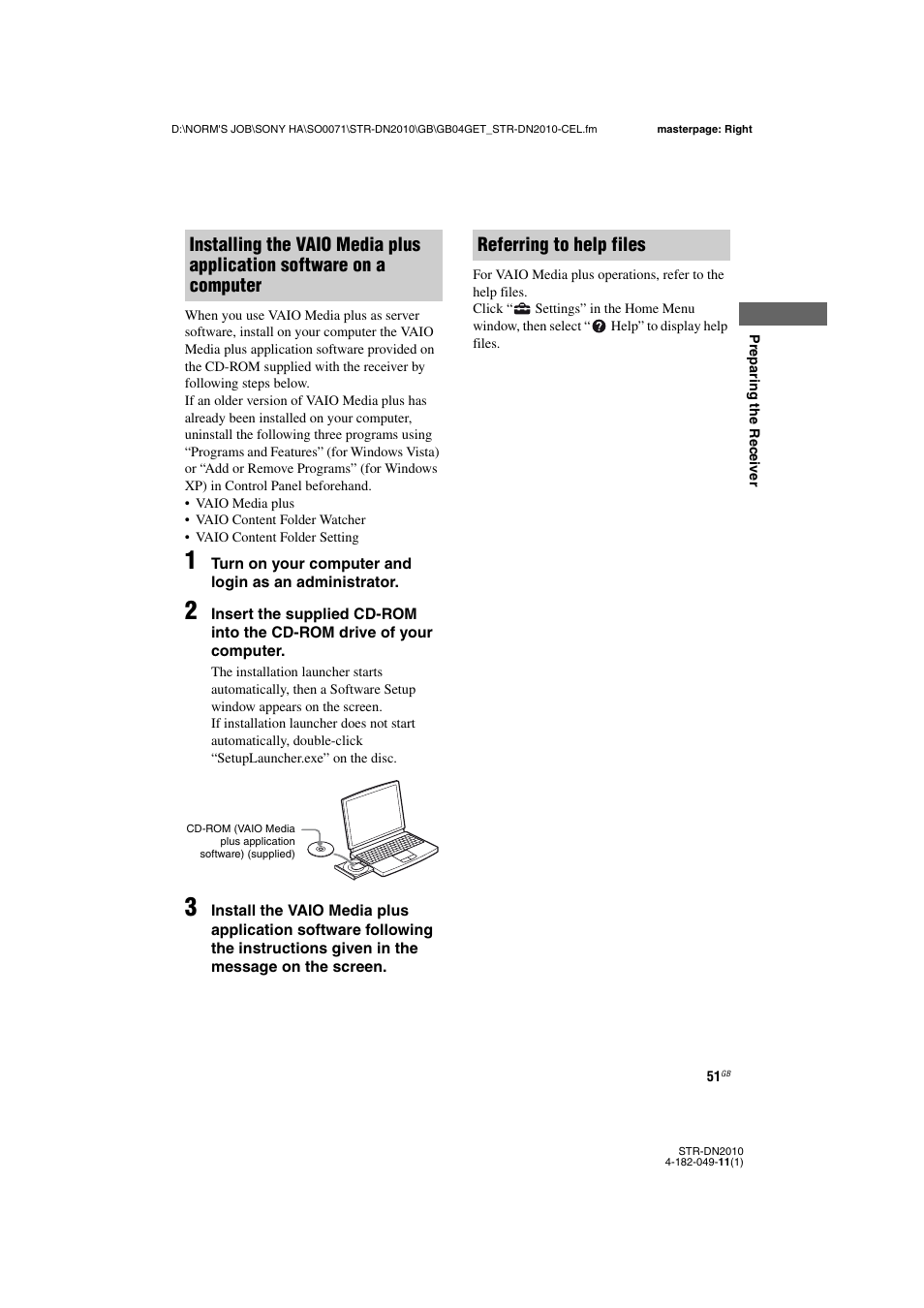 Referring to help files | Sony STR-DN2010 User Manual | Page 51 / 152