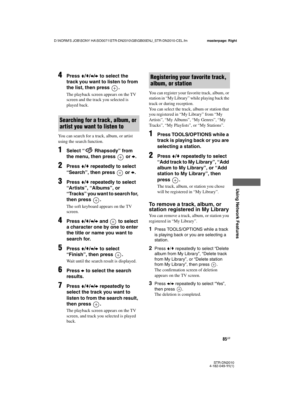 Sony STR-DN2010 User Manual | Page 85 / 152
