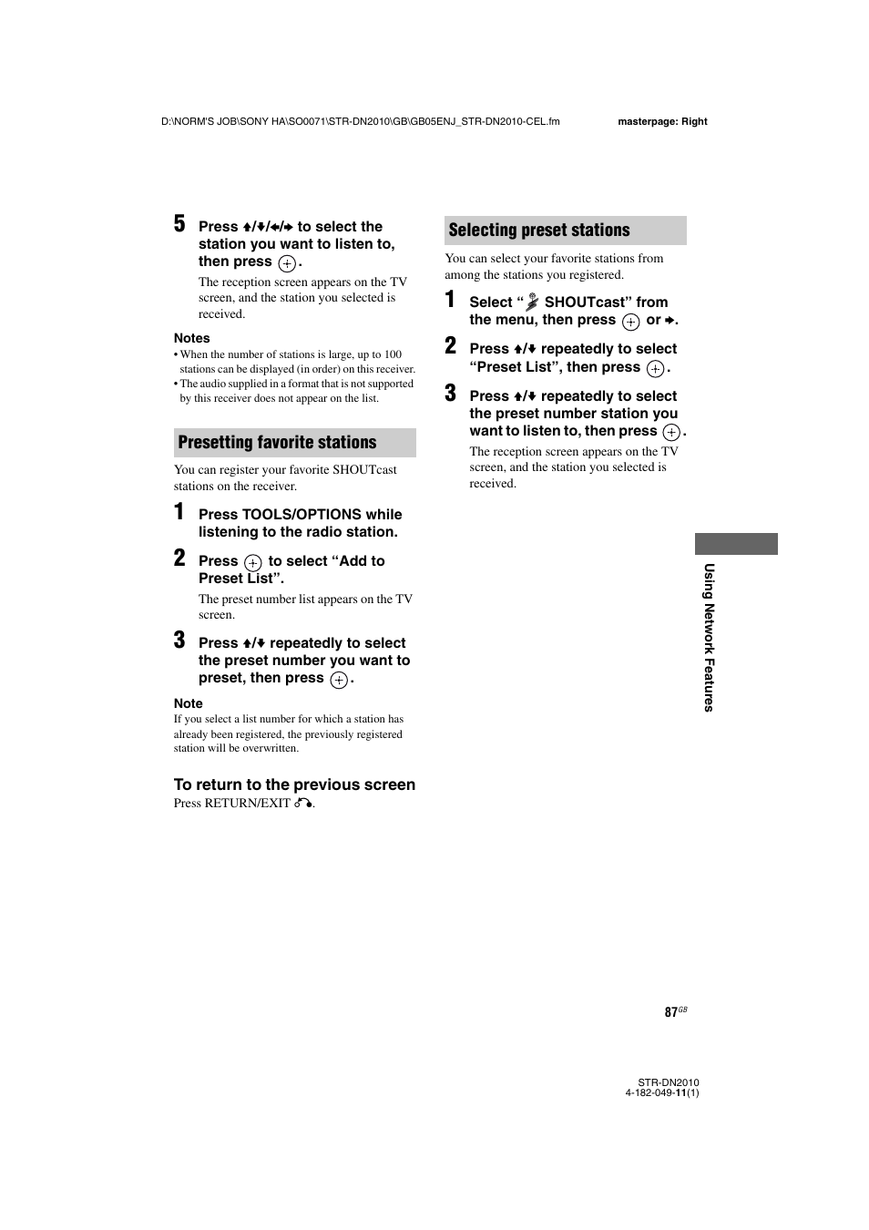 Sony STR-DN2010 User Manual | Page 87 / 152
