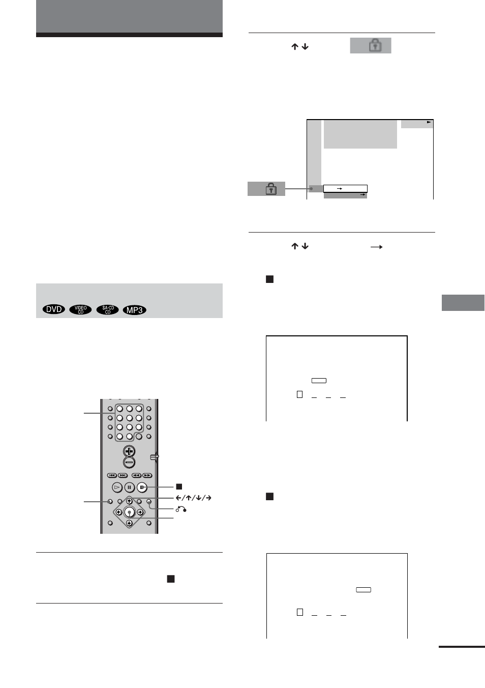 Locking discs, Using v arious additional functions, Custom parental control, parental control) | Custom parental control | Sony DAV-DS1000 User Manual | Page 59 / 88