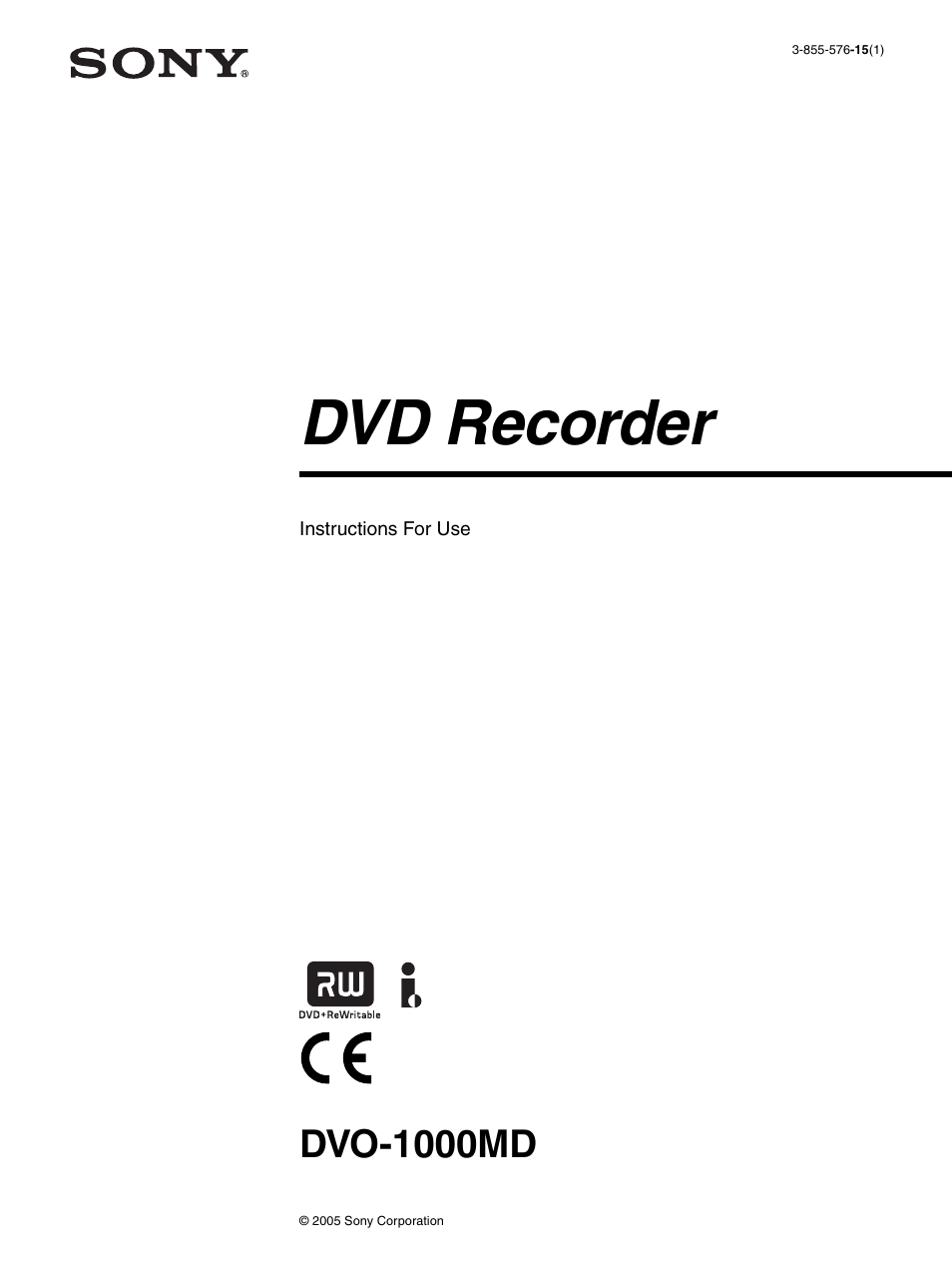 Sony DVO-1000MD User Manual | 62 pages