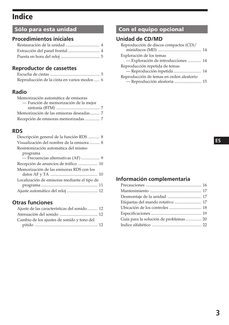 Indice | Sony XR-C5080R User Manual | Page 23 / 84
