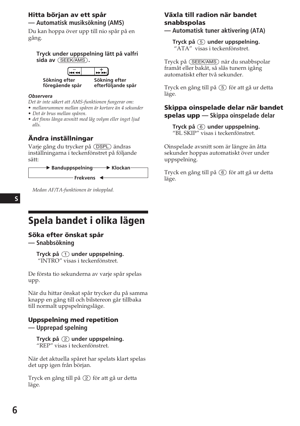 Spela bandet i olika lägen | Sony XR-C5080R User Manual | Page 48 / 84