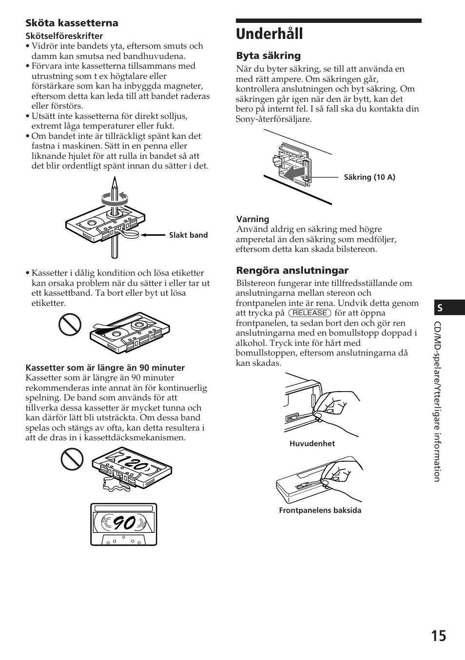 Underhåll | Sony XR-C5080R User Manual | Page 57 / 84