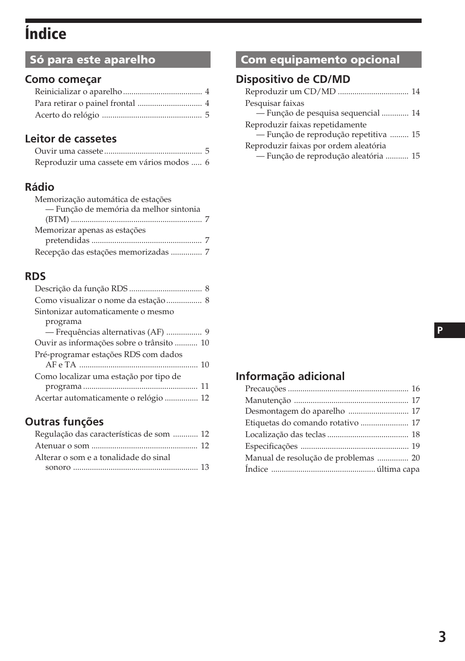 Índice | Sony XR-C5080R User Manual | Page 65 / 84