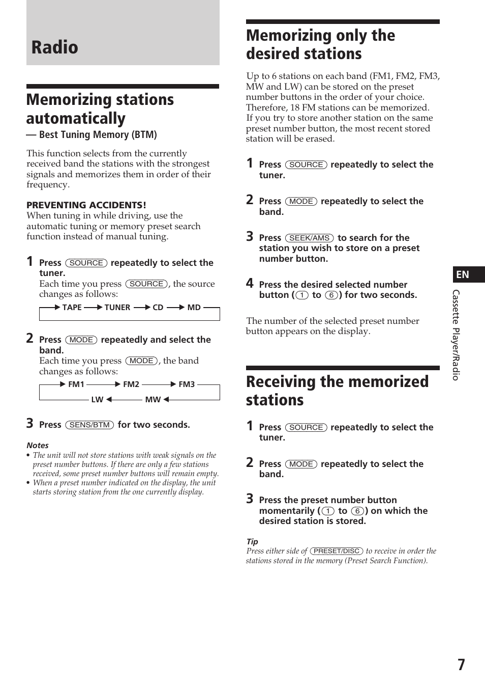 Radio | Sony XR-C5080R User Manual | Page 7 / 84