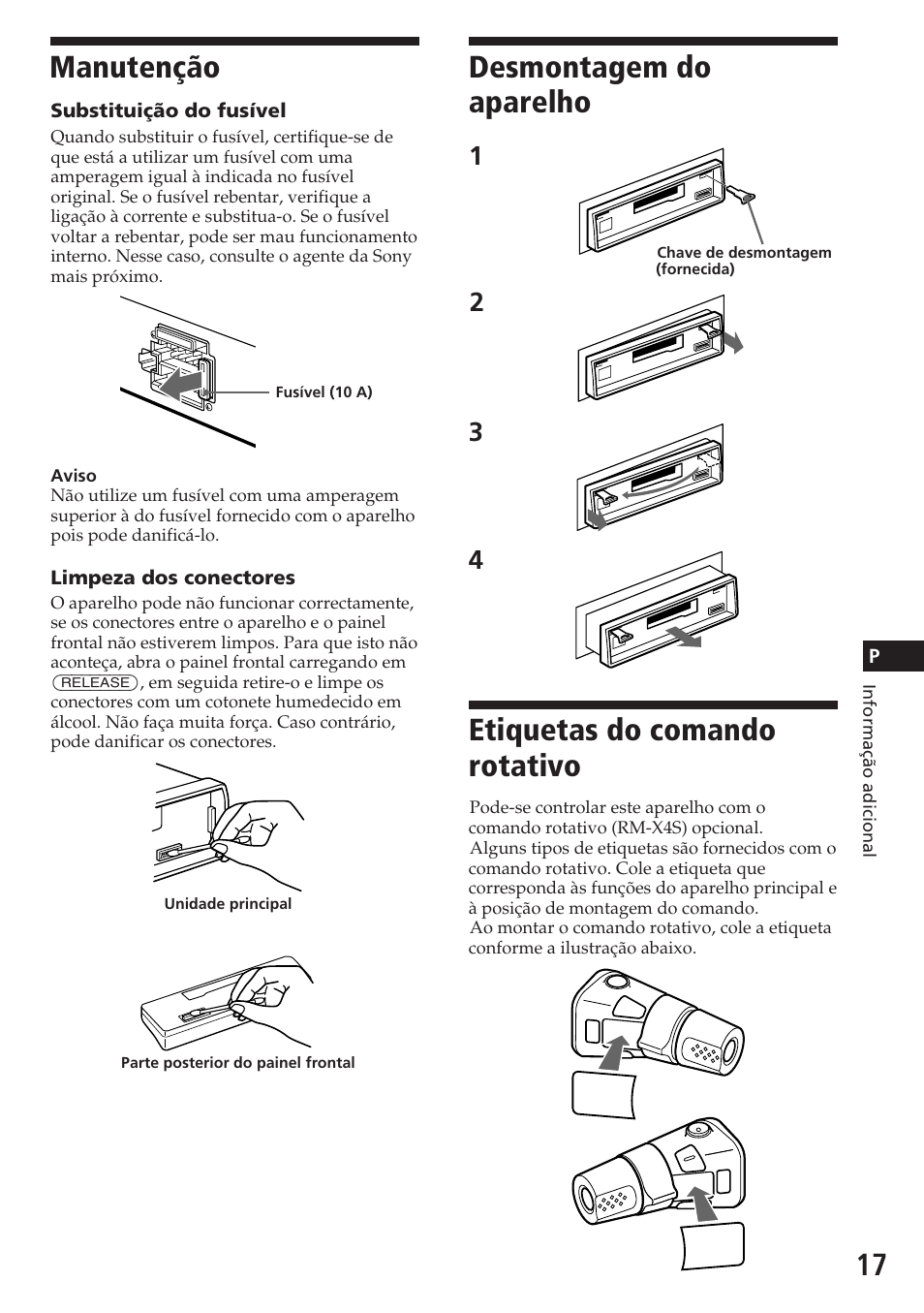 Manutenção | Sony XR-C5080R User Manual | Page 79 / 84