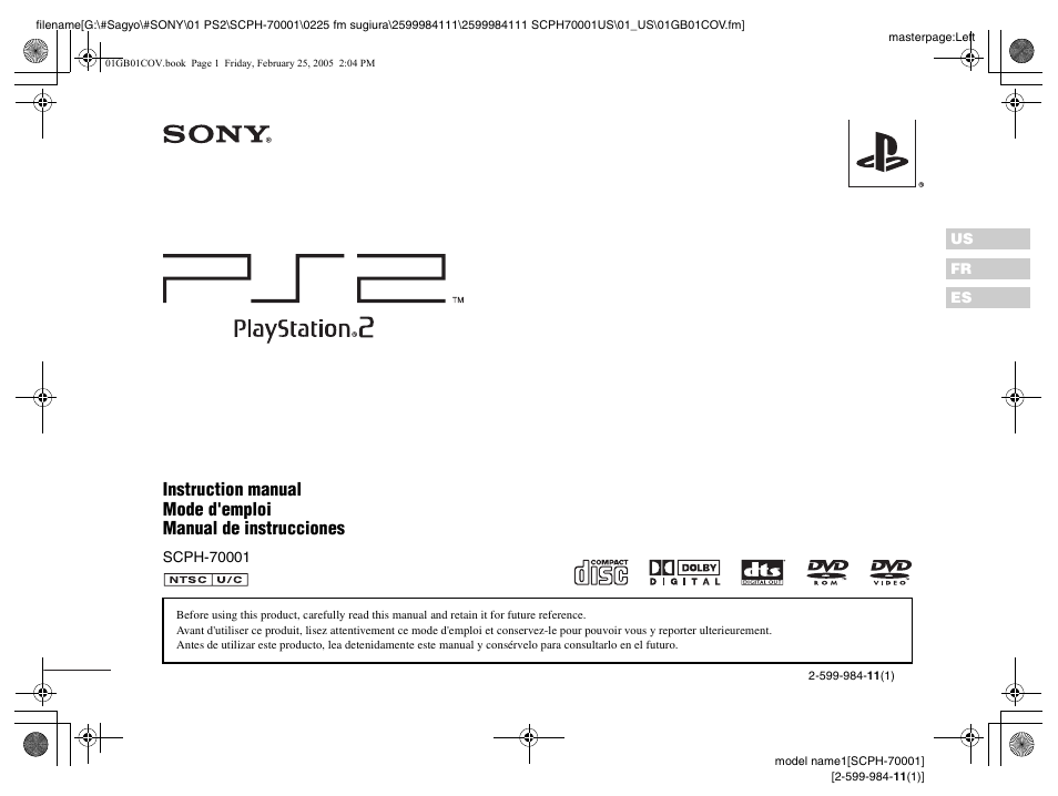 Sony NOT SCPH-70001 User Manual | 172 pages