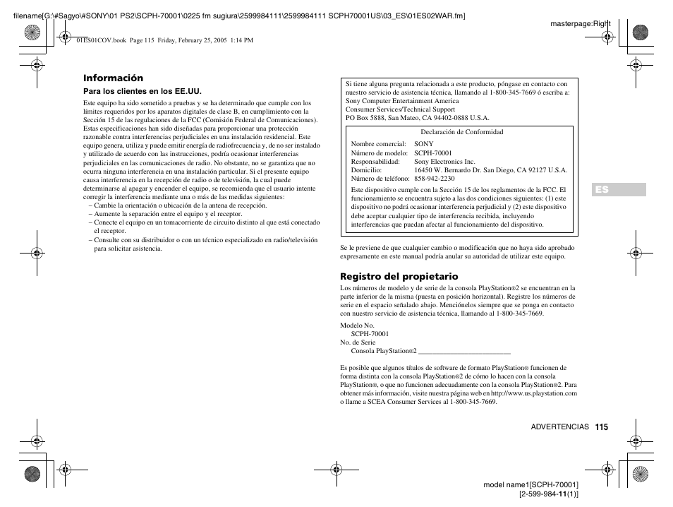 Sony NOT SCPH-70001 User Manual | Page 115 / 172