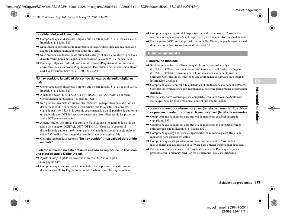 Sony NOT SCPH-70001 User Manual | Page 167 / 172