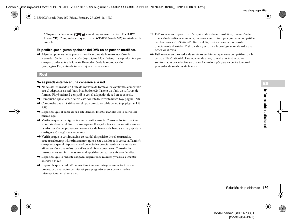Sony NOT SCPH-70001 User Manual | Page 169 / 172