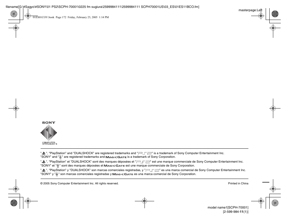 Sony NOT SCPH-70001 User Manual | Page 172 / 172