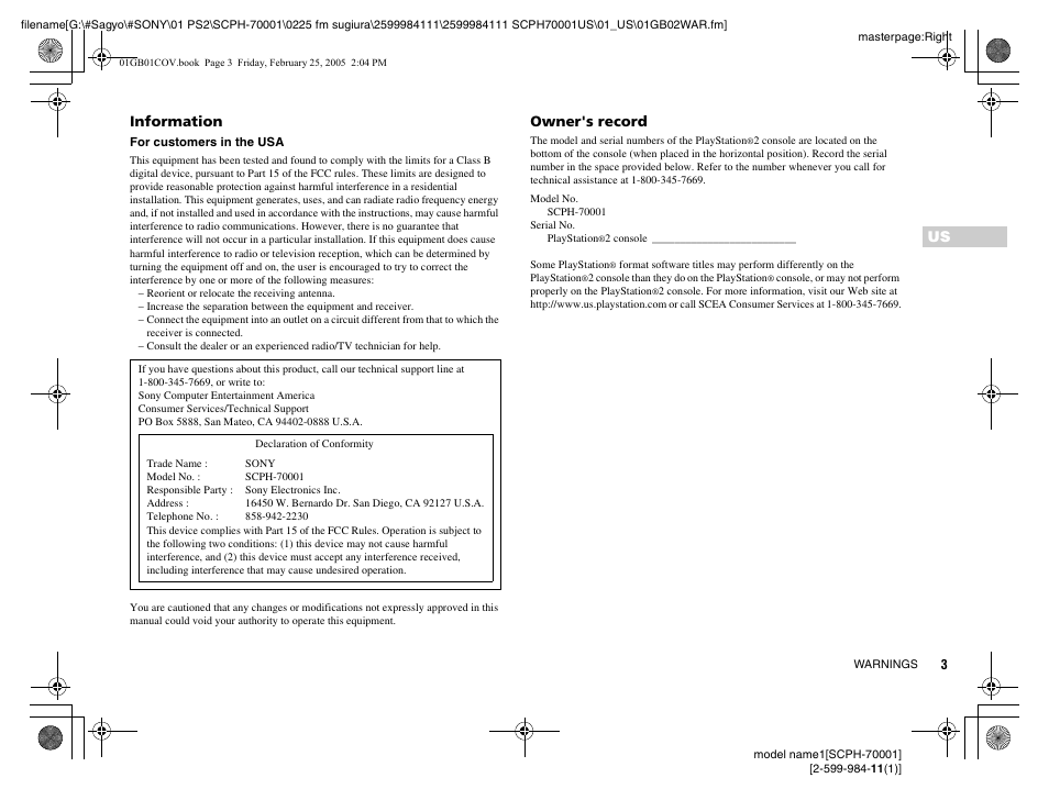 Sony NOT SCPH-70001 User Manual | Page 3 / 172