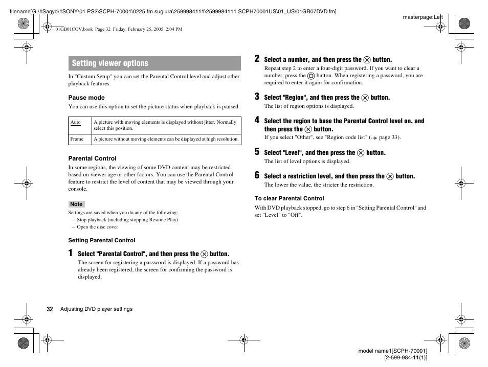 Setting viewer options | Sony NOT SCPH-70001 User Manual | Page 32 / 172