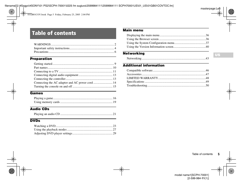 Sony NOT SCPH-70001 User Manual | Page 5 / 172