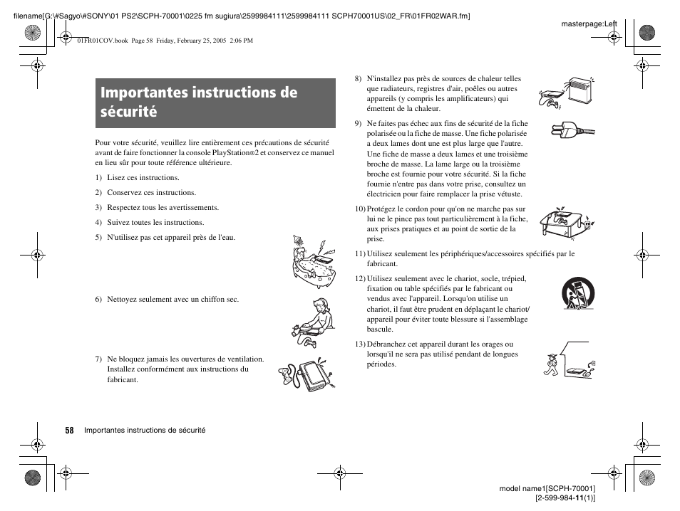 Importantes instructions de sécurité | Sony NOT SCPH-70001 User Manual | Page 58 / 172