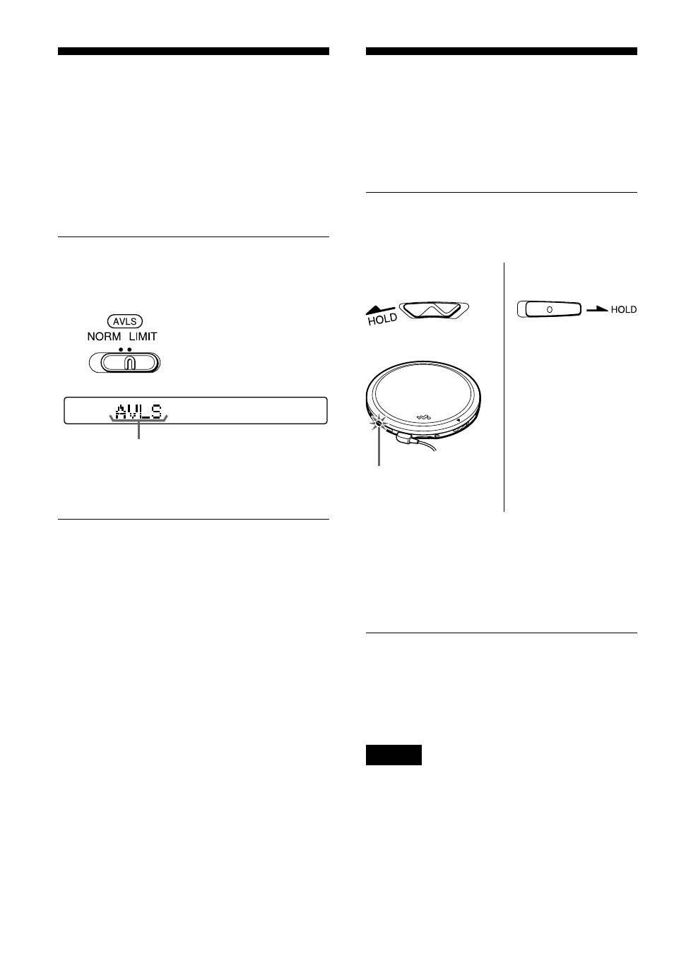 音もれを抑える （avls機能, 誤操作を防ぐ （hold機能, Avls | Hold | Sony D-EJ955 User Manual | Page 20 / 44