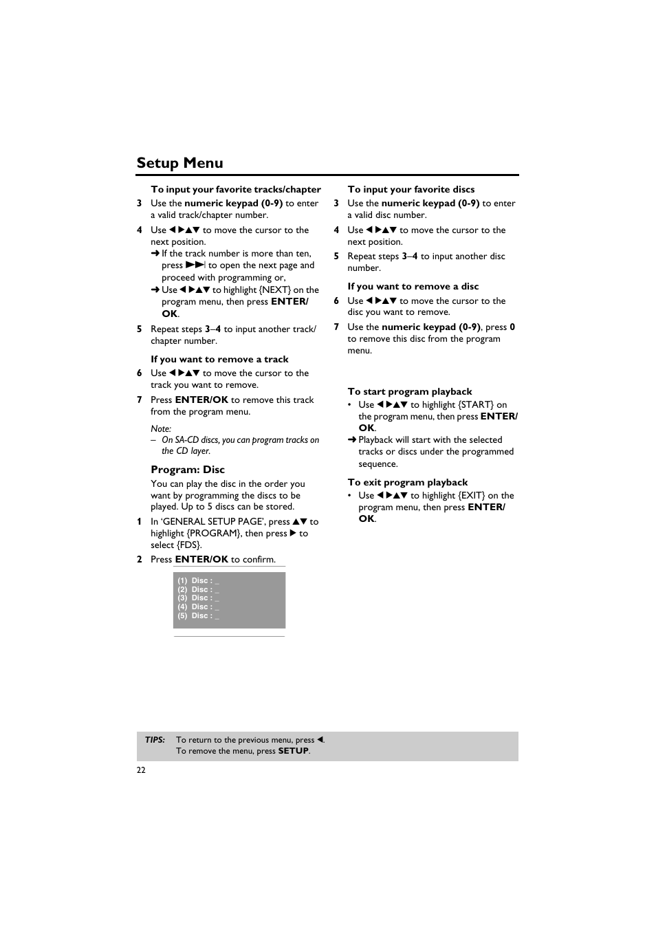 Setup menu | Sony DV-C6770 User Manual | Page 26 / 40