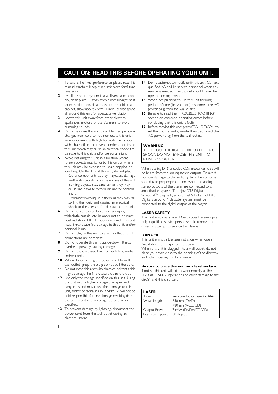 Caution: read this before operating your unit | Sony DV-C6770 User Manual | Page 4 / 40