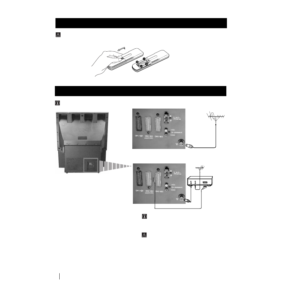 Inserting batteries into the remote control, Connecting the aerial and vcr | Sony KP-53PS1K User Manual | Page 5 / 187