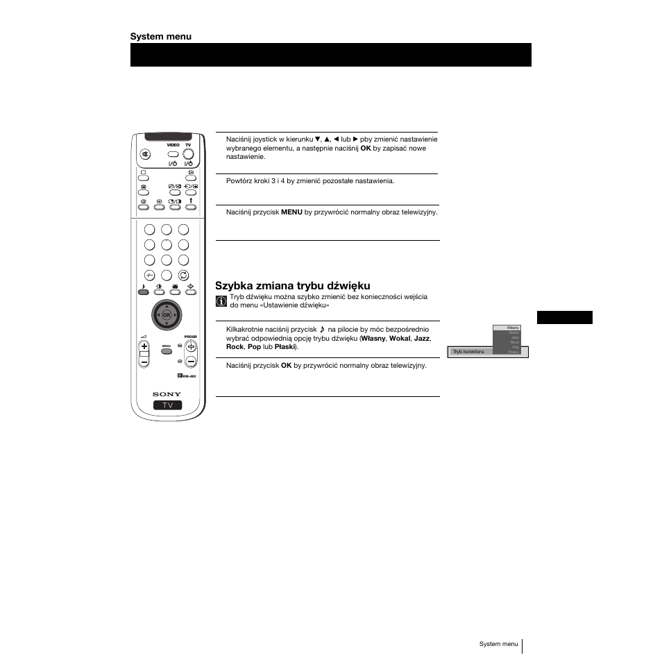 Szybka zmiana trybu dźwięku, 77 pl system menu | Sony KP-53PS1K User Manual | Page 74 / 187