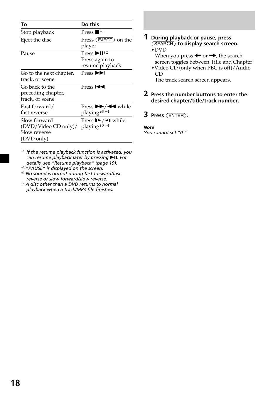 Searching a chapter/title/track directly | Sony XVM-R90D User Manual | Page 18 / 140