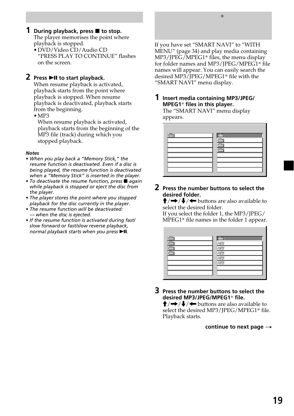 Resume playback | Sony XVM-R90D User Manual | Page 19 / 140