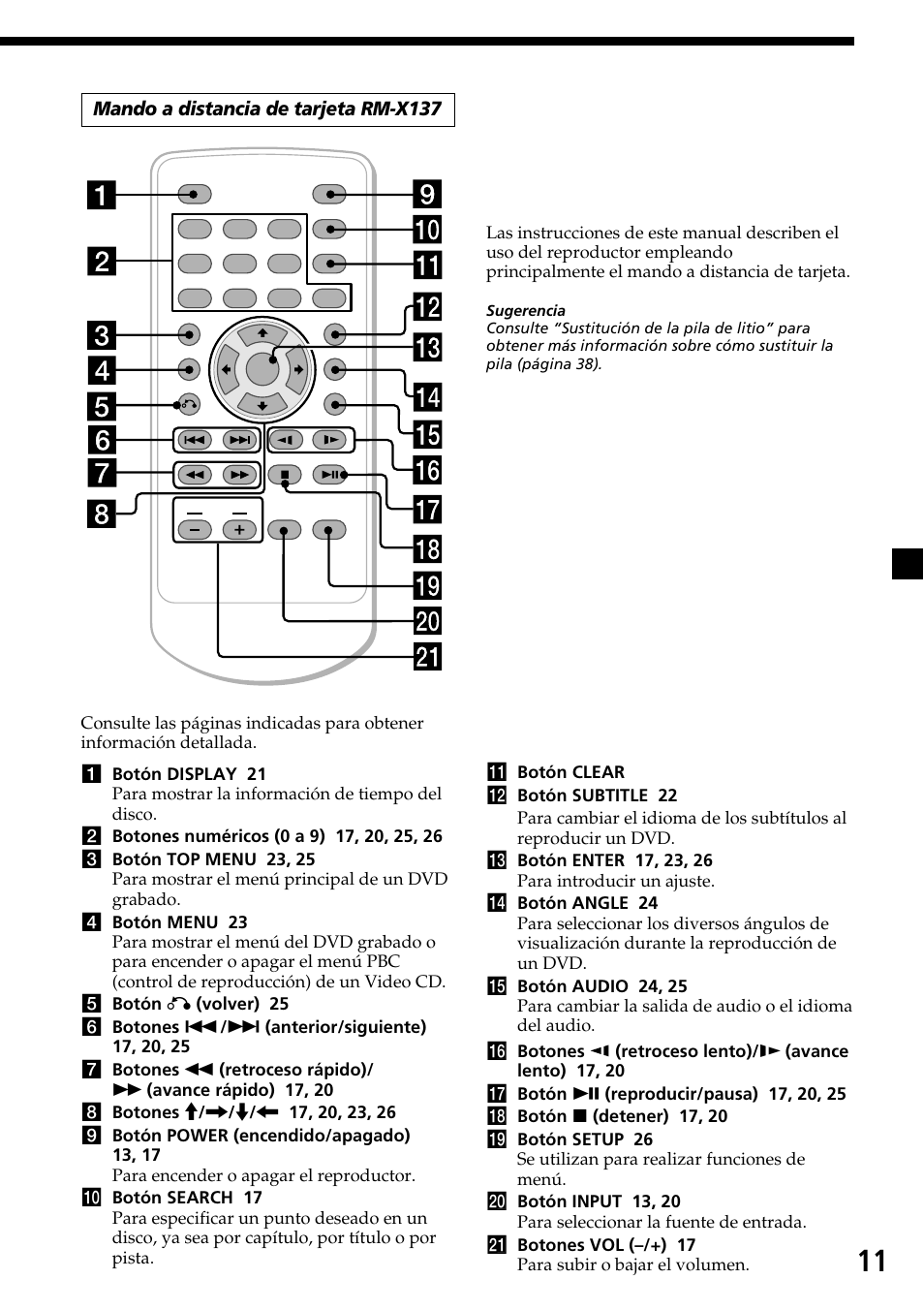 Mando a distancia de tarjeta rm-x137 | Sony XVM-R90D User Manual | Page 57 / 140