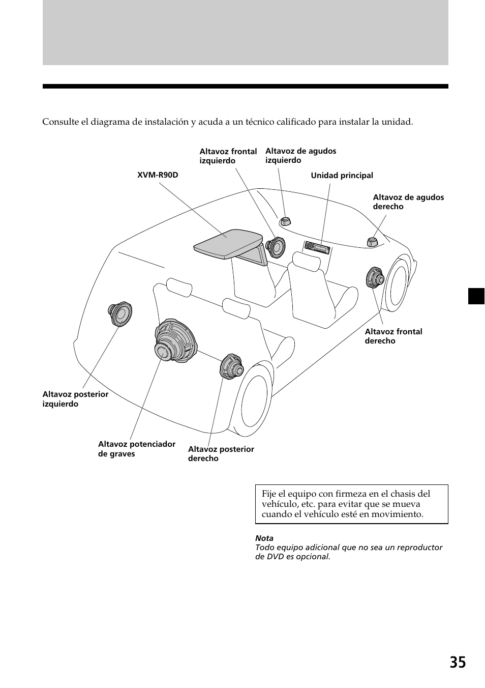 Conexiones, Diagrama de instalación | Sony XVM-R90D User Manual | Page 81 / 140