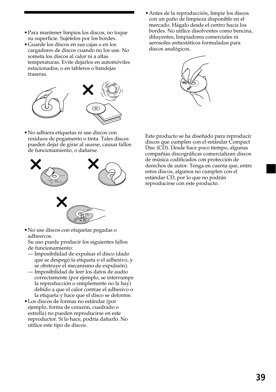 39 notas sobre los discos | Sony XVM-R90D User Manual | Page 85 / 140