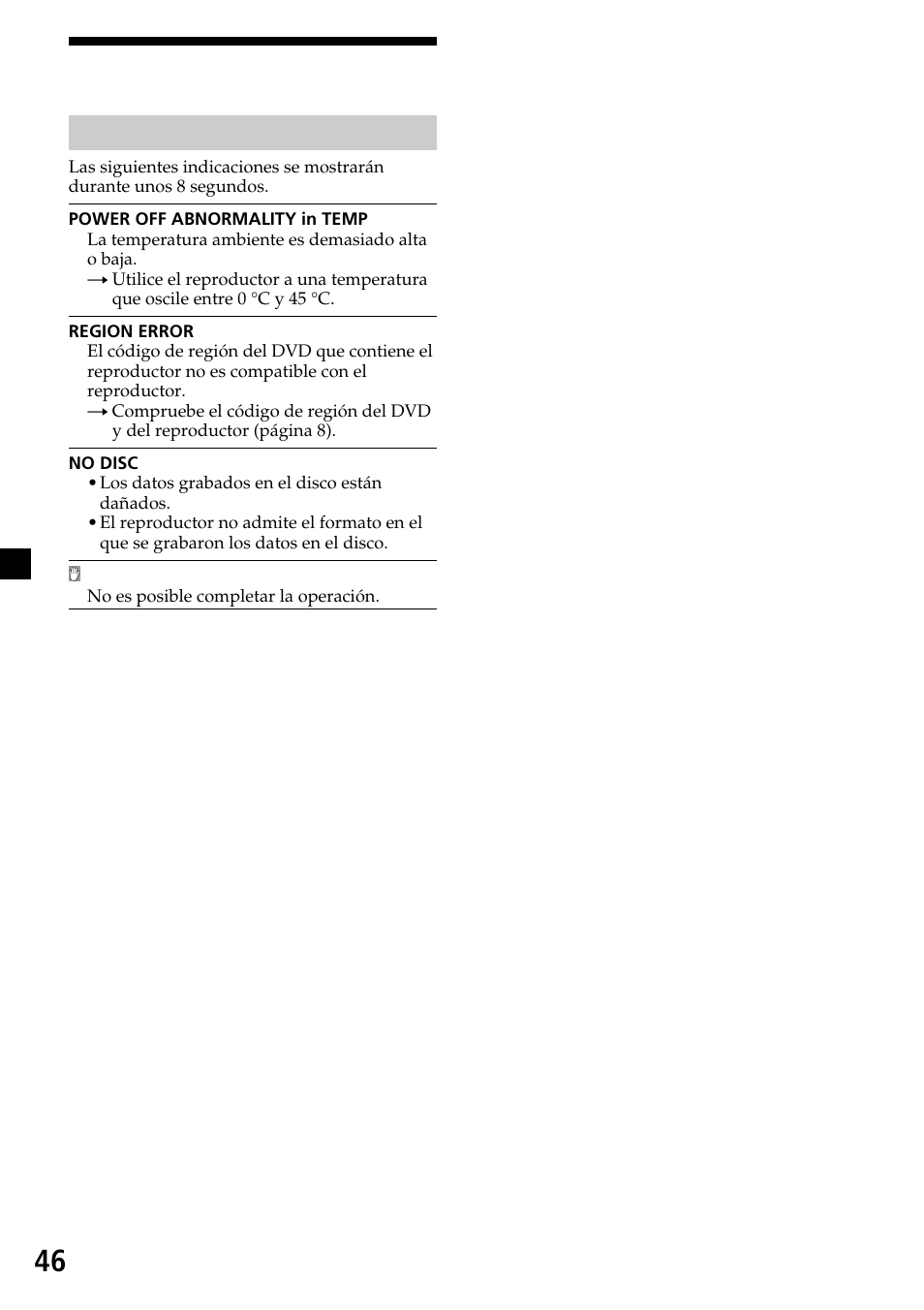 46 indicaciones de error | Sony XVM-R90D User Manual | Page 92 / 140