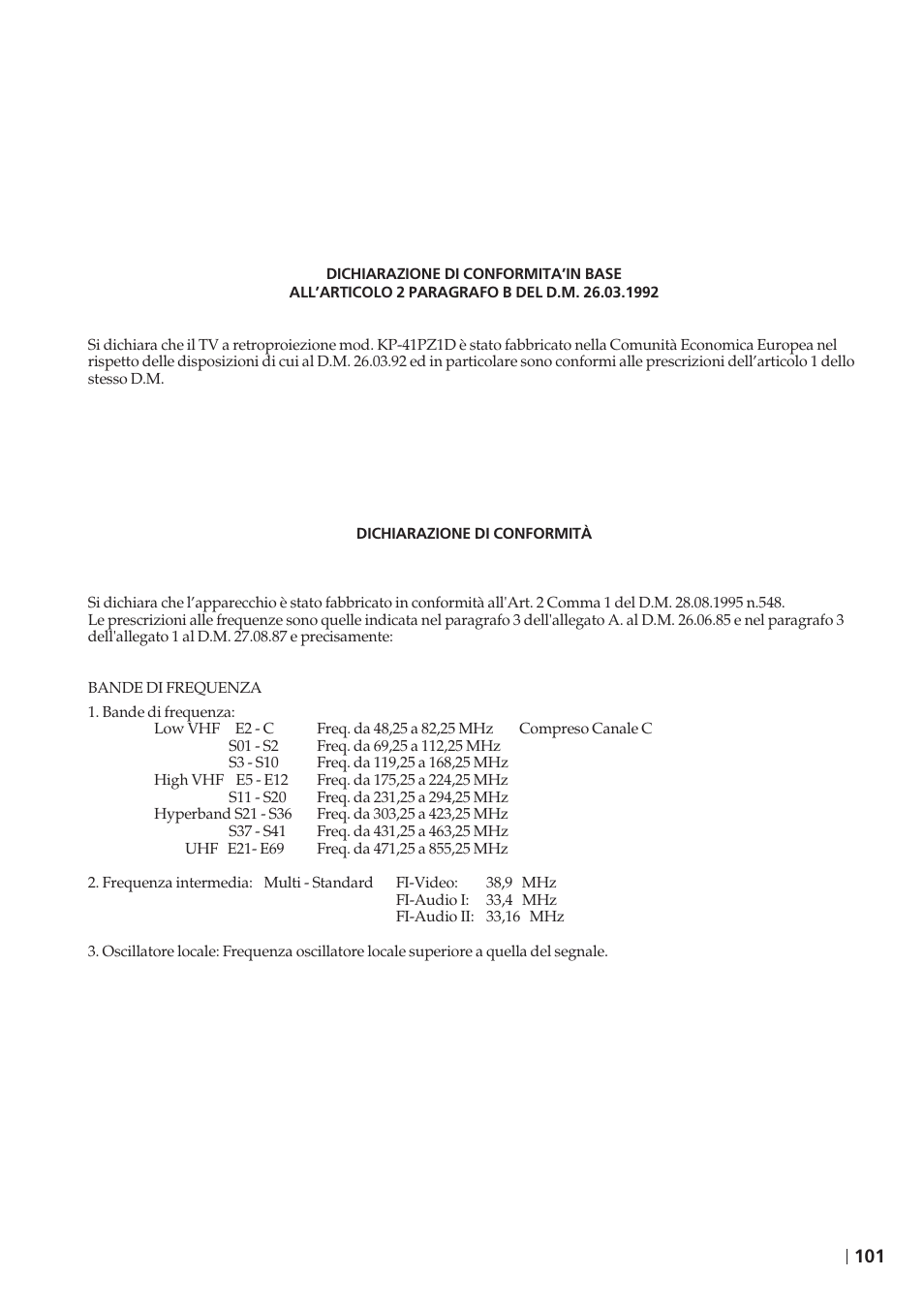 Sony KP-41PZ1D User Manual | Page 101 / 135