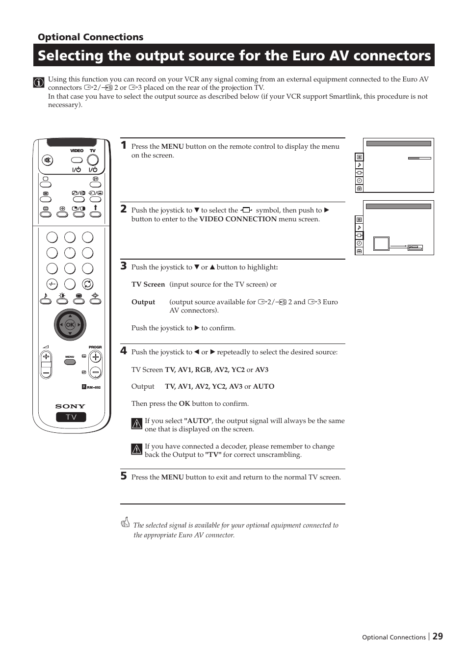Optional connections | Sony KP-41PZ1D User Manual | Page 29 / 135