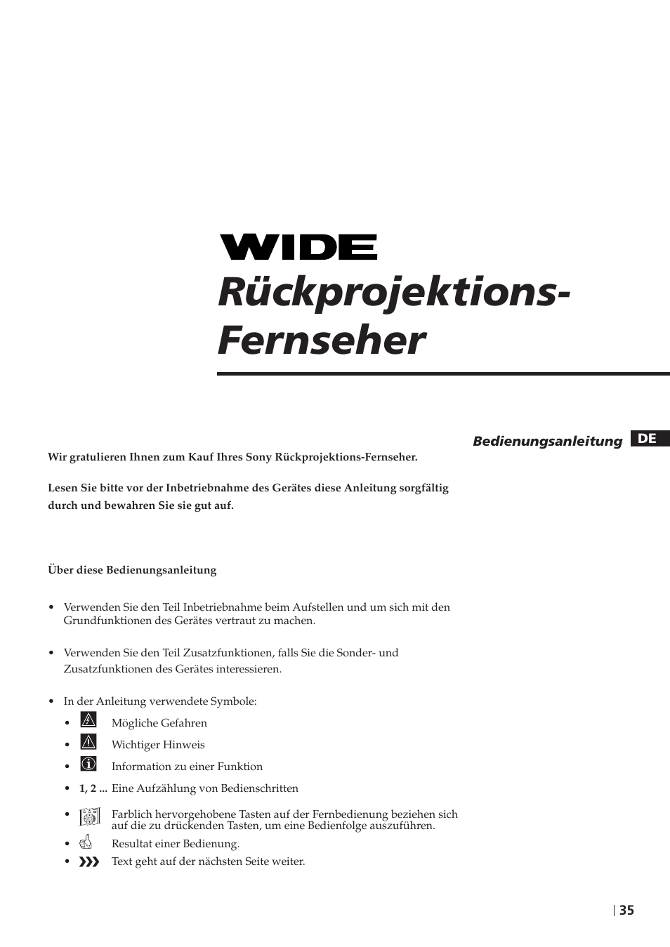 Rückprojektions- fernseher | Sony KP-41PZ1D User Manual | Page 35 / 135