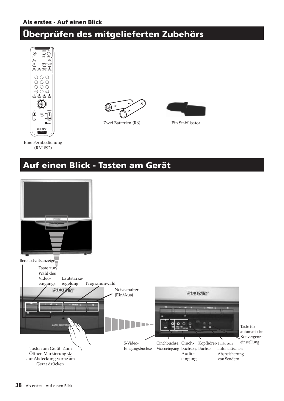 38 als erstes - auf einen blick | Sony KP-41PZ1D User Manual | Page 38 / 135