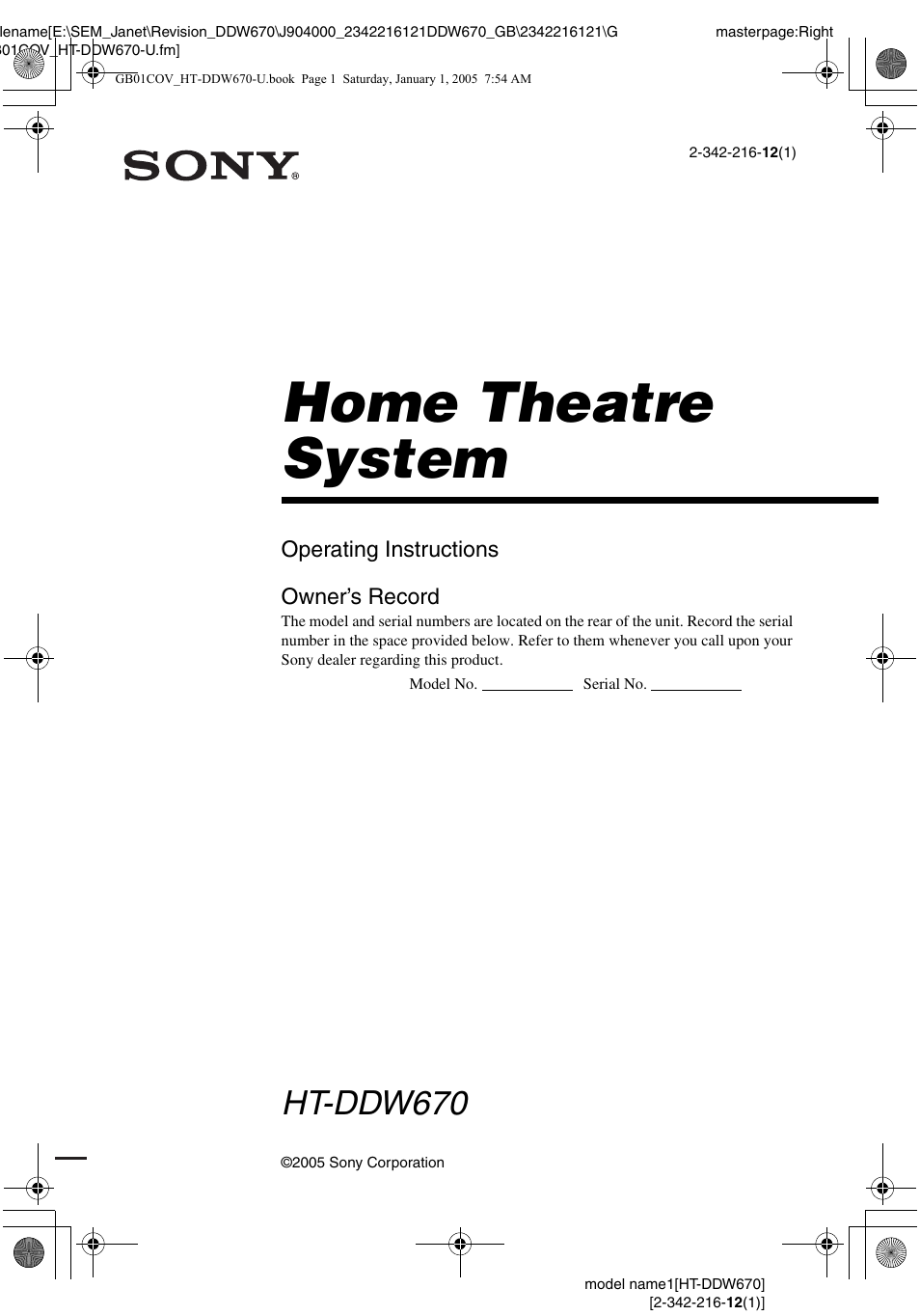 Sony HTDDW670 User Manual | 44 pages