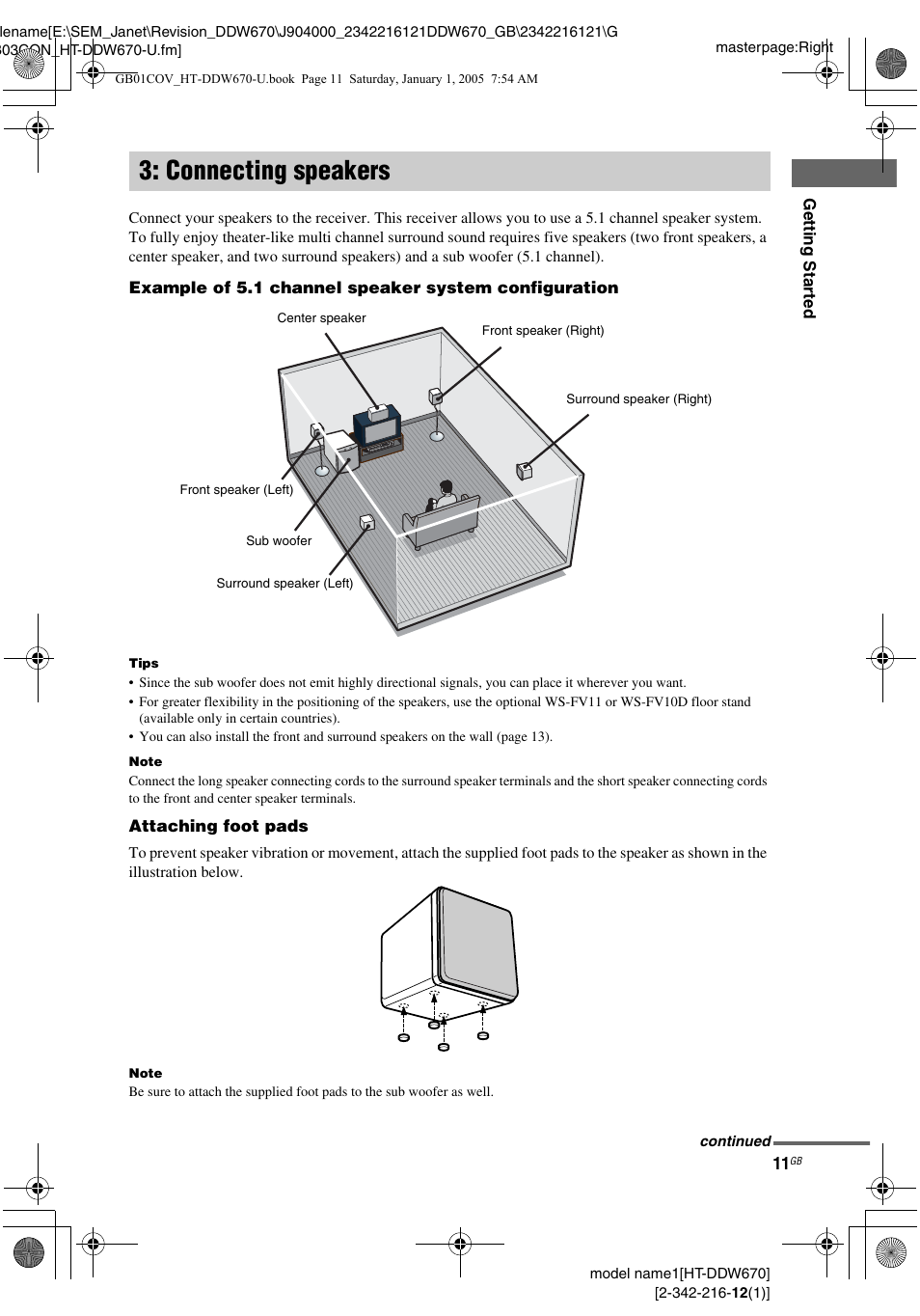 Connecting speakers | Sony HTDDW670 User Manual | Page 11 / 44