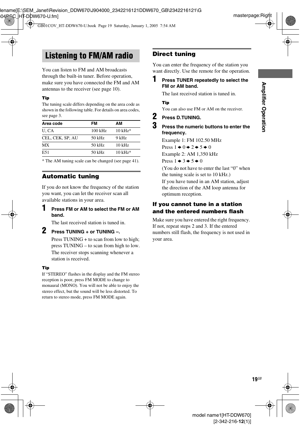 Listening to fm/am radio | Sony HTDDW670 User Manual | Page 19 / 44