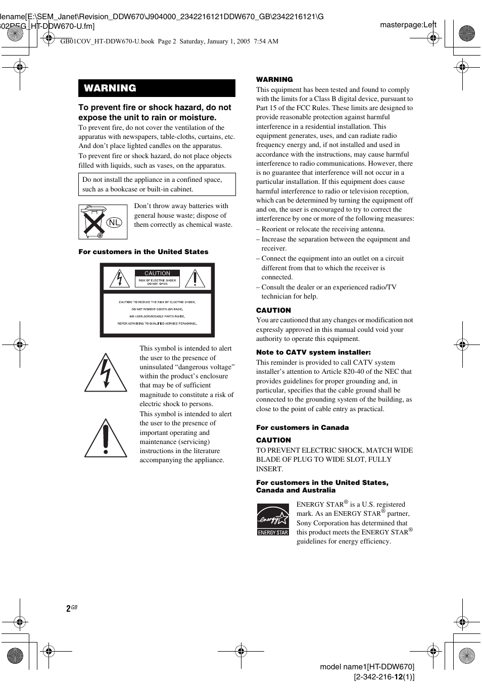 Warning | Sony HTDDW670 User Manual | Page 2 / 44